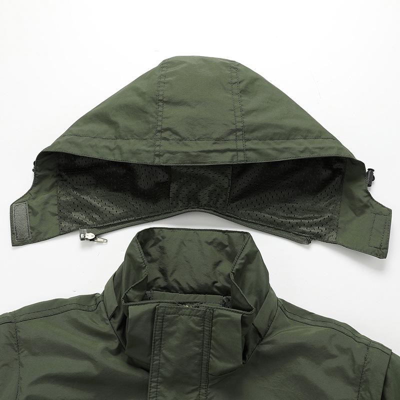 Мужская ветрозащитная парка со съемными рукавами - Весенне-осенняя куртка свободного кроя с несколькими карманами, рабочая одежда, доступны большие размеры