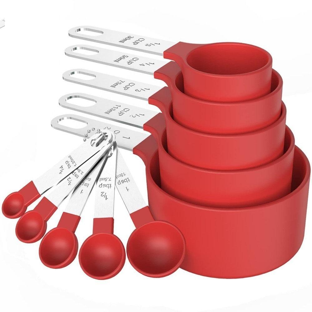 10PCS Plastic Measuring Spoons Set Stackable Measuring Cup and Spoon Set Baking Tool