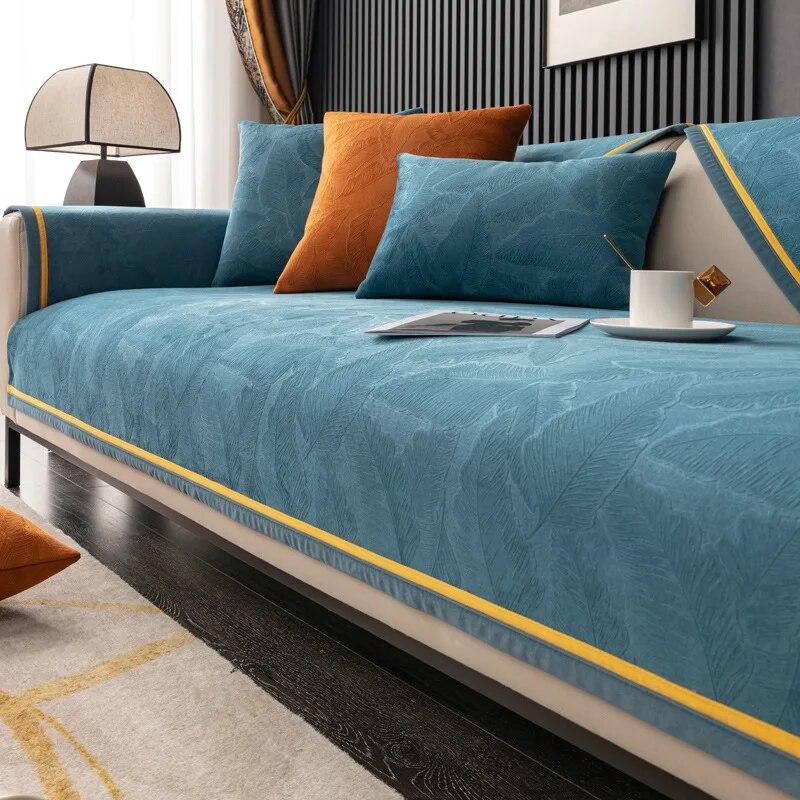 Светлое роскошное серое цветное диванное полотенце, европейское короткое утолщенное стеганое покрывало для дивана, противоскользящее европейское покрытие для дивана для гостиной