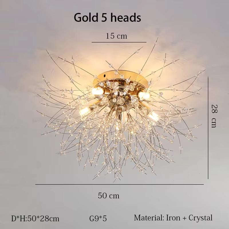 Nordic Modern Dandelion Ceiling Light Crystal Light Romantic Bedroom Dining Room Living Room Firefly Fireworks Lighting(bulb NOT Included)
