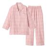 Gunze Long Sleeve Pajamas with Dyed Double Pink Women's Pants, Gauze,