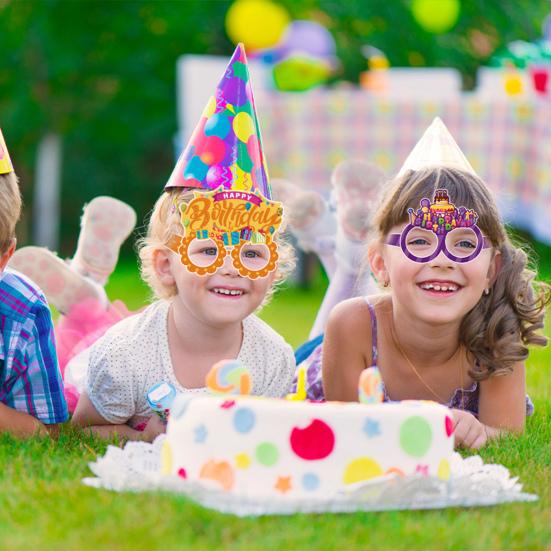 6Pcs Happy Birthday Glasses Frame Baby Shower Kids Boys Girls Birthday Party Decoration Paper Eyeglasses Eyewear Photo Prop Party Supplies