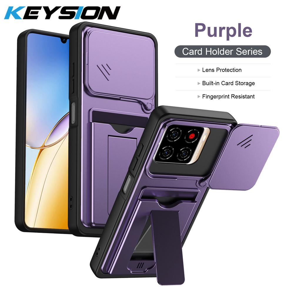 KEYSION Чехол-кошелек с держателем для карт для ZTE Blade A56 Защита выдвижной камеры Подставка Ударопрочный чехол для Blade A56 Pro