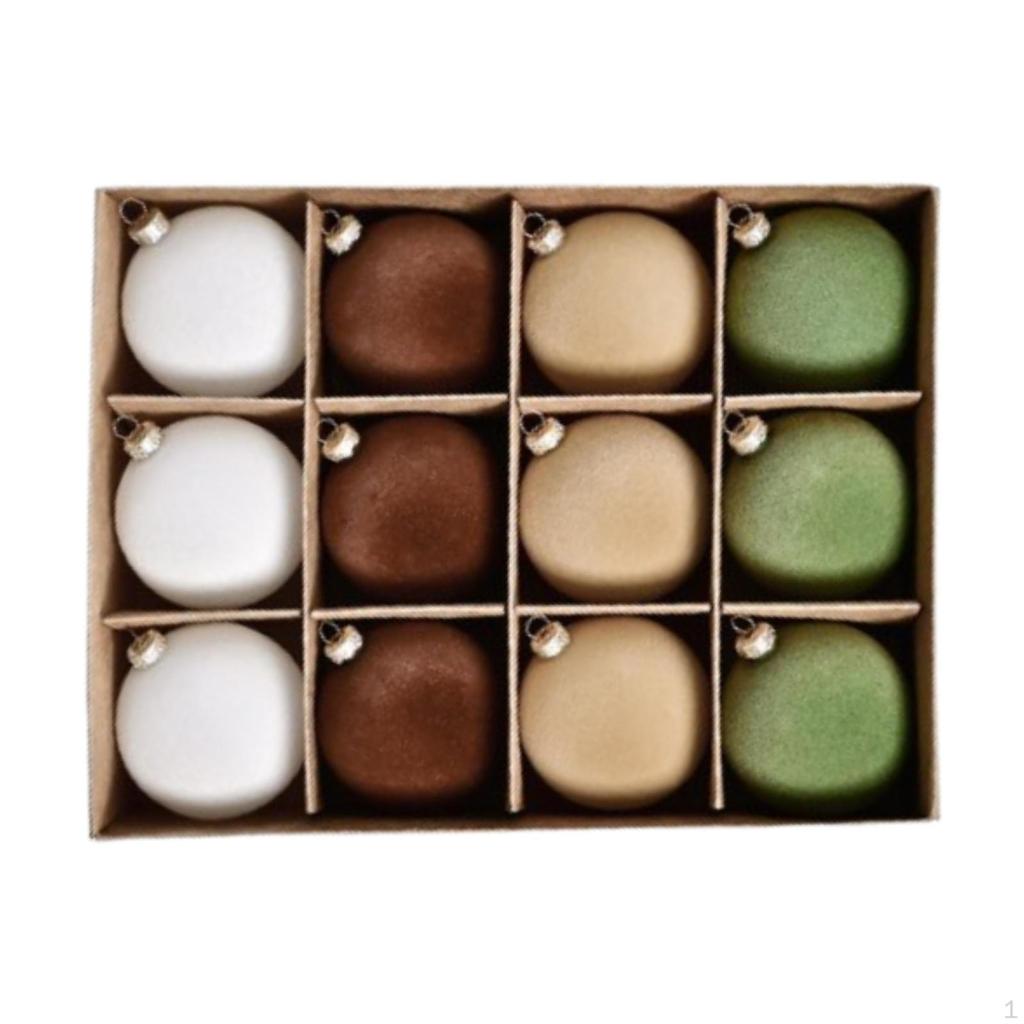 12 предметов - Украшения, Флокированные рождественские украшения, Разбитые декоративные шары