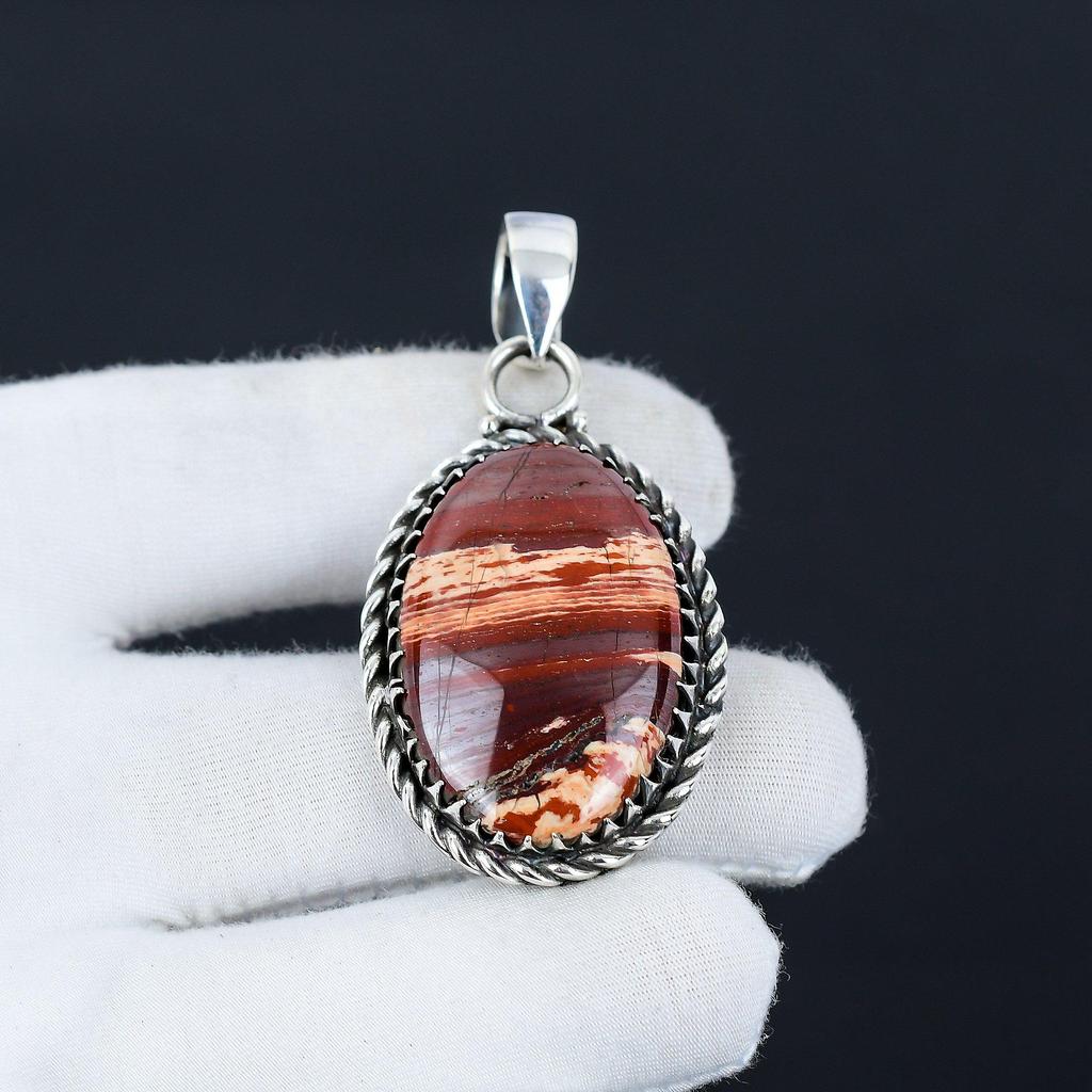 Подвеска из змеиной яшмы, драгоценный камень, ручная работа, серебро 925 пробы, натуральная змеиная яшма, праздничный подарок для нее, ювелирные изделия для особых случаев