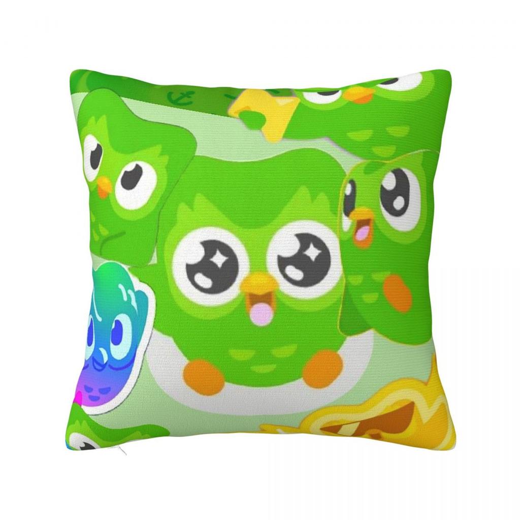 Duolingo Owl Duo Square Pillowcase Pillow Cover Polyester Cushion Decor Comfort Throw Pillow for Home Living Room