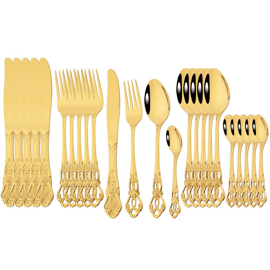 24 шт., нож, вилка, кофейная ложка, набор столовых приборов, разноцветный набор столовой посуды, столовые приборы из нержавеющей стали, посуда, западные кухонные аксессуары