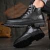 Hot Sale Men's Lace-Up Motorcycle Boots Leather Fashion Walking Shoes New Men Brand Mens Sneakers Male Comfortable Ankle Boots