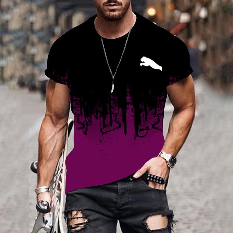 Мужская футболка с градиентным дизайном, с принтом, повседневная, с коротким рукавом, для улицы, уличная мода, мужская рубашка, одежда больших размеров