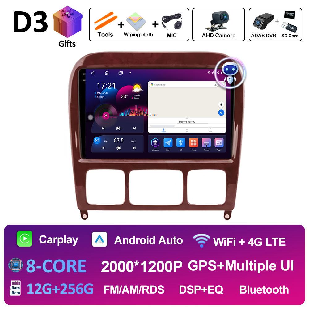 9-дюймовый Android 14 для Mercedes Benz S Class W220 S280 S320 S350 S400 S430 S500 S600 AMG 1998 - 2002 2003 2004 2005 Головное устройство BT
