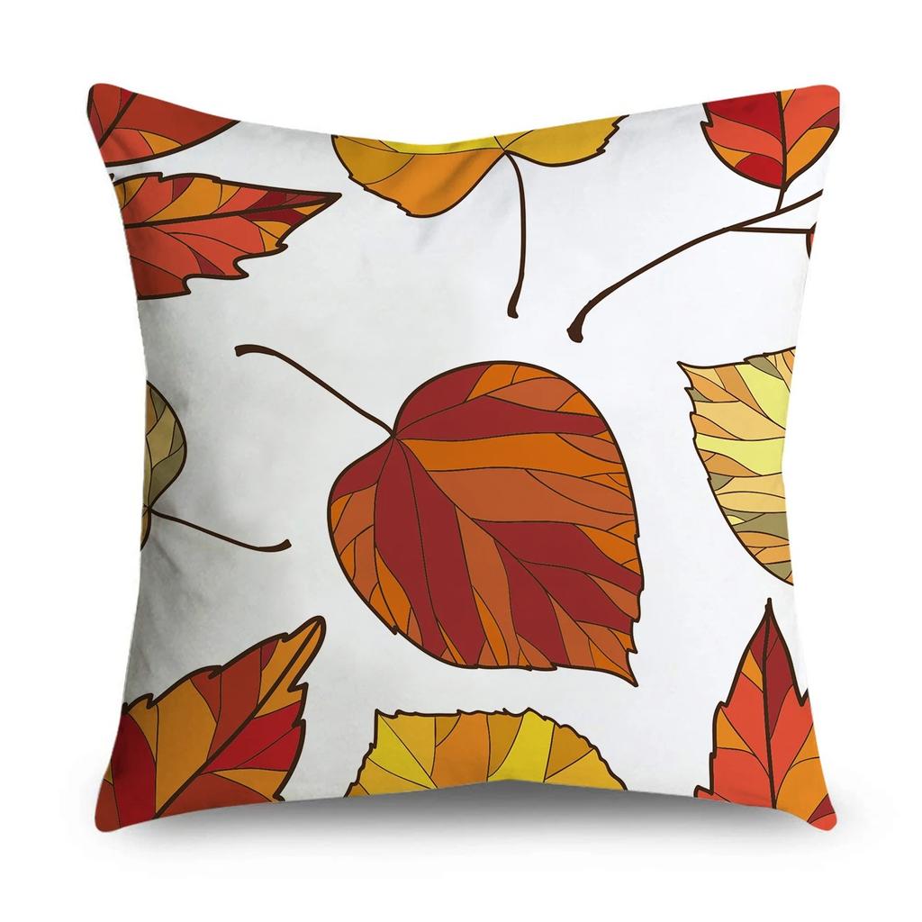 Autumn Cartoon Leaf Pattern Decorative Pillowcase Living Room Office Ornaments Home Pillowcase