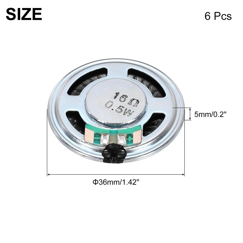Uxcell 6 шт. 16 Ом Маленький динамик Металлический корпус Круглый Внутренний Микро Магнитный Динамик Мини Динамик для DVD EVD Мультимедиа Мобильный Портативный Рекламный