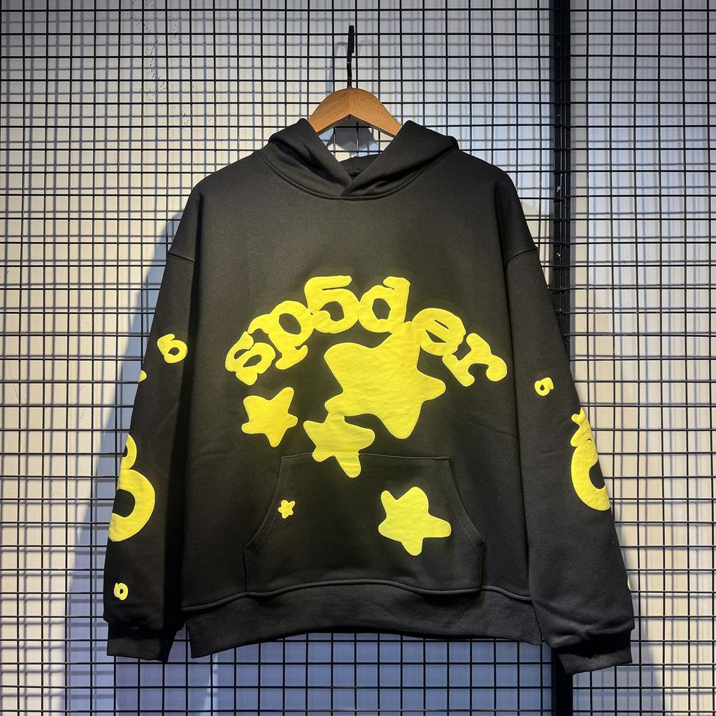 Cross-border beauty tide sp5der loose American hip-hop street casual loose and versatile pure cotton hooded sweater printing