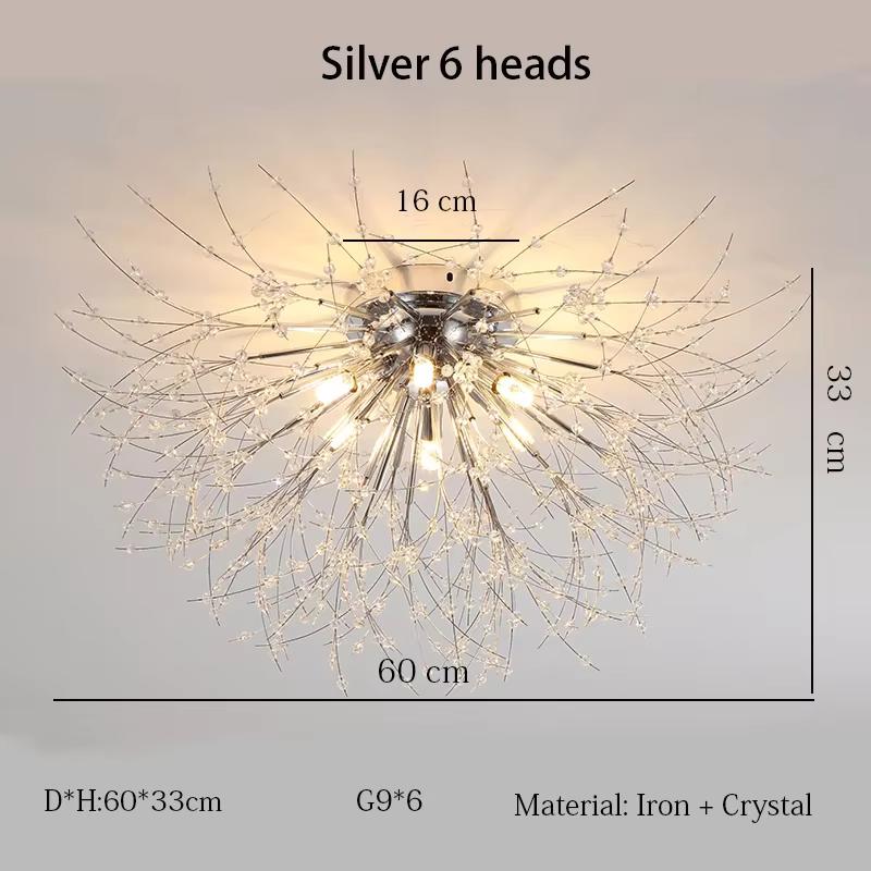 Nordic Modern Dandelion Ceiling Light Crystal Light Romantic Bedroom Dining Room Living Room Firefly Fireworks Lighting(bulb NOT Included)