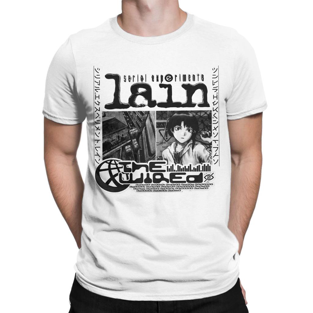 Serial Experiments Lain Anime Merch Men Women T Shirts Pure Cotton Tee Graphic Printed Cartoon Lain Iwakura T-shirt Clothing