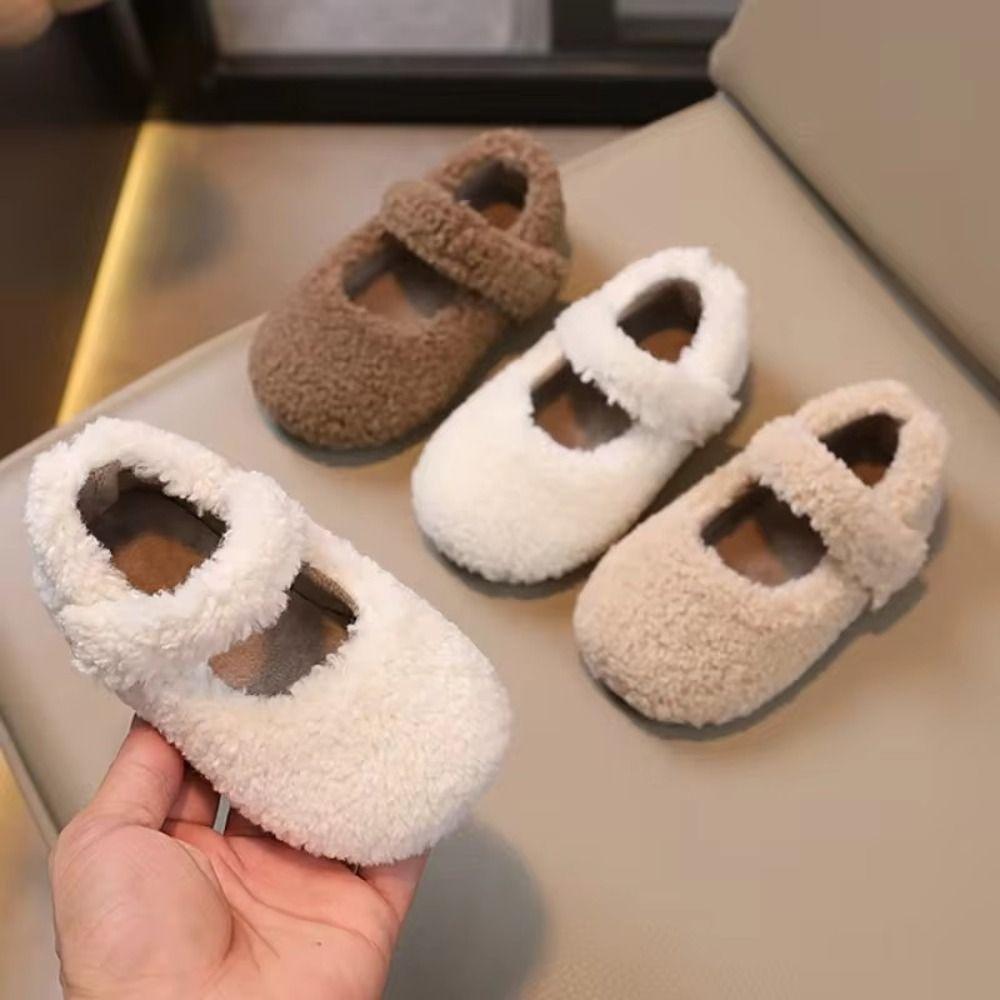 Warm Children Flat Shoes Non-Slip Winter Shoes Fashion Fleece Fur Shoes Kids