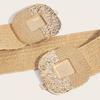 Handmade Weaving Straw Belt for Women Lady Dress Waist Belt with Gold Buckle Decors Female Bohemian Style Straw Belt