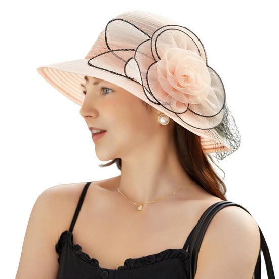 Женская органза Кентукки Солнцезащитные шляпы с широкими полями Цветочная церковная свадебная шляпа Пляжная шляпа Дерби для чаепития Свадебная