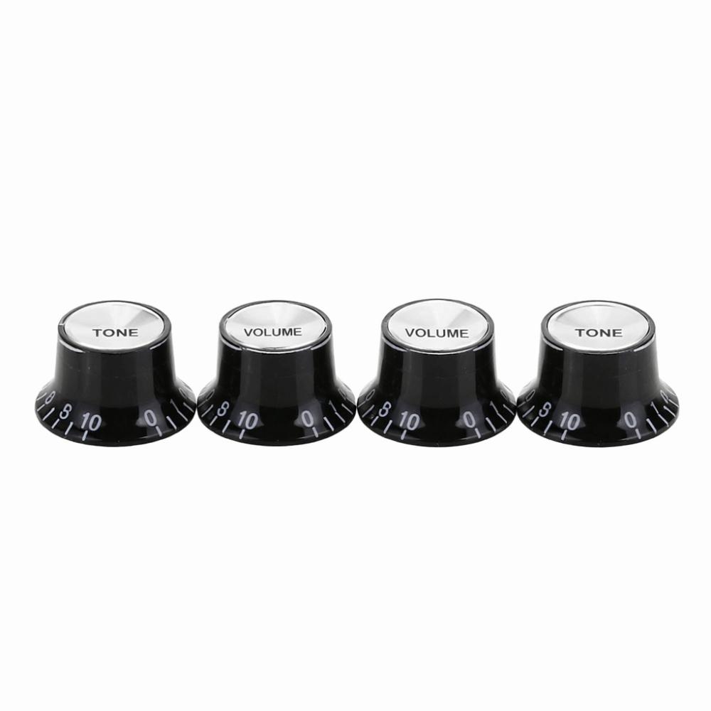 4Pcs Black Volume Control Knobs ABS And Aluminum Control Knobs Replacement Electric Guitars