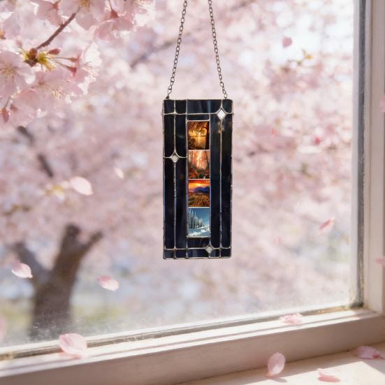 Рамка для фотобудки из витражного стекла ручной работы, винтажная вертикальная рамка для фотополоски на 4 фотографии, изготовленная вручную с использованием медной фольги, подарок на память