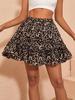 Rose Beauty A Базовые юбки Женские шорты Мини эластичные плиссированные юбки Леопардовый принт Оборка по низу A Расклешенная юбка
