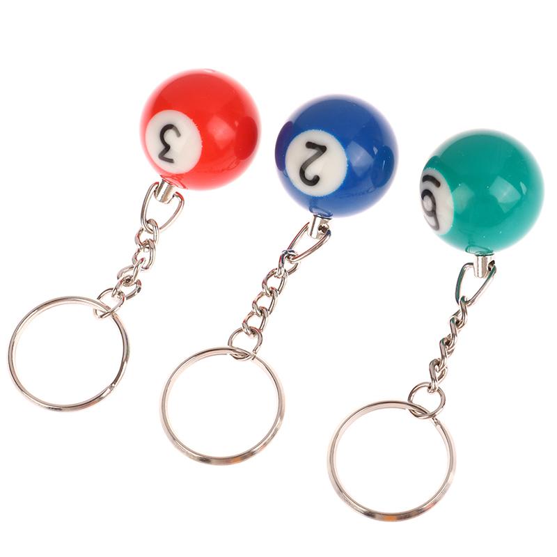 Мини-брелок в форме бильярда, разноцветный брелок для ключей с мячом для бильярда и пула
