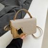 2025 new trendy foreign style splicing texture casual large capacity fashionable texture portable shoulder crossbody small square bag