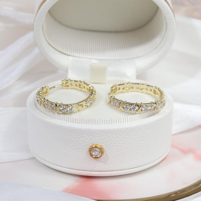 Серьги-замки с квадратным креплением, простого дизайна, 14 карат, настоящее золото, изысканные женские серьги с инкрустацией из меди и циркония, ювелирные изделия