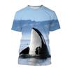 Футболка с принтом «Морская рыба, кит» на 3D-принте, уличная мужская мода, повседневная футболка с круглым вырезом в стиле Харадзюку, верхняя одежда