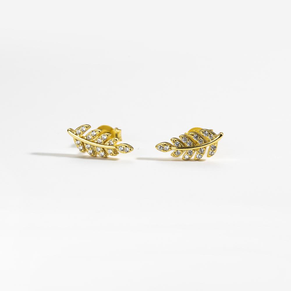 ANDYWEN Серьги-гвоздики из стерлингового серебра 925 пробы с золотыми листьями, зажимы для пирсинга, женские роскошные весенние драгоценности Valentiens