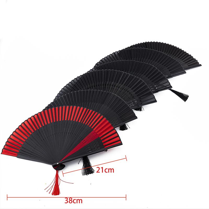 Черный складной веер в китайском стиле, женский веер для классического танца, складной веер для рукоделия