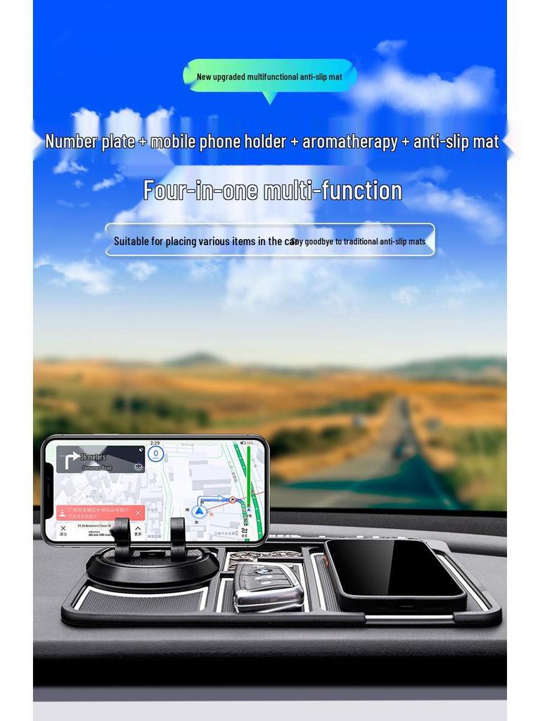 Multifunctional Anti-Slip Car Phone Holder with Concealable Parking Number Plate
