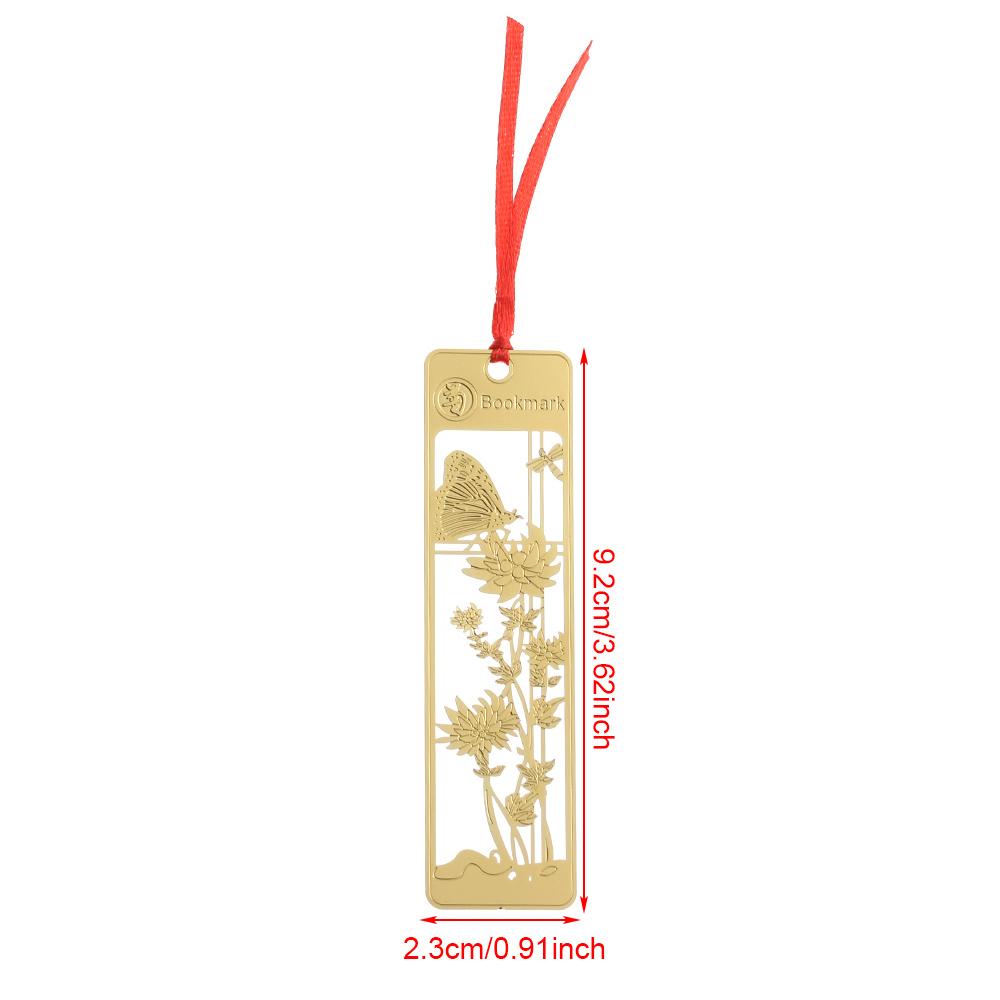 Металлические полые закладки в китайском стиле с красным узлом, креативный зажим для книг, нержавеющая сталь, пагинация, каллиграфия, живопись, детский подарок