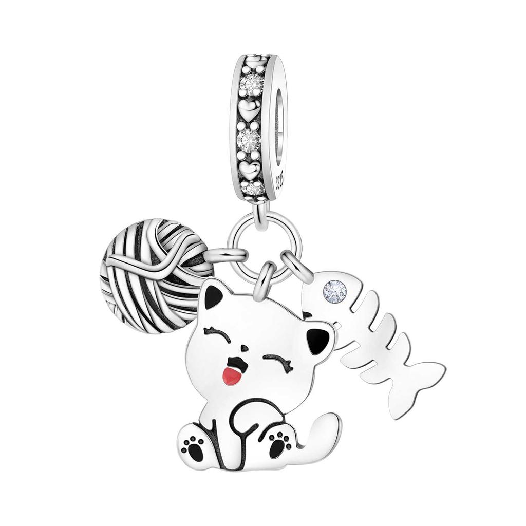 Orstarry 925 Silver Little Bear Pendant Beads Charm Bracelet Jewelry DIY Gifts for Party Animal Lovers