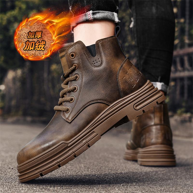 Новые зимние мужские плюшевые теплые повседневные ботинки Martin, модные и трендовые, высокие, универсальные и удобные мужские ботинки для отдыха на природе