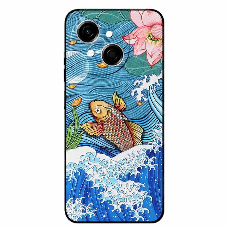 3D Cartoon Emboss Case For Tecno Spark Go 1S Relief Embossed Retro Silicone Back Covers For Spark Go 1S Black Funda Anime Bumper
