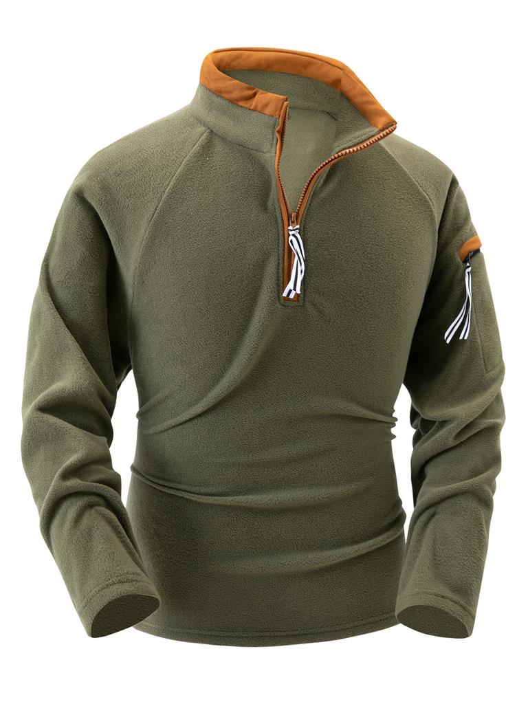 Men's New Arrival Stand Collar Half Zip Long Sleeve Tactical Arm Zipper Hoodie