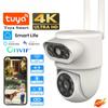 8MP 4K Tuya Lens Wifi Outdoor Security 4MP HD Dual Screen PTZ Camera AI Auto Tracking CCTV Audio Video Surrounding