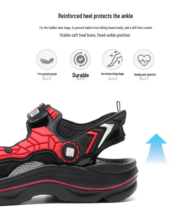 Boys' Non-Slip Sandals 2026 - Mech Style Closed-Toe Beach Shoes for Medium & Large Kids