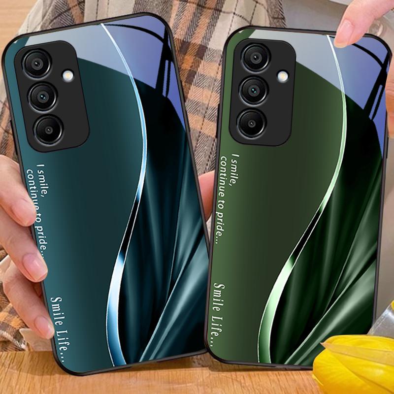Новый мягкий коричнево-красный чехол для Samsung Galaxy A15 5G 54 4G 51 50 24 35 90 71 12 51 53 52S 80 22 34 с черным закаленным стеклом.
