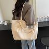 Canvas Bag Women's Shoulder Bag Large Capacity Commuter Tote Bag Solid Color Handbag
