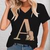 Alphabet Capybara Funny Print Tshirt Women Unisex Vneck Design Casual Cute Animal Short Sleeve T Shirts Oversized Novel Tees Top