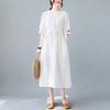 Summer Ethnic Style Cotton and Linen Dress Women's Waist Embroidered Mother Skirt Loose Temperament Linen Skirt
