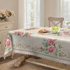 Весенне-летняя пастораль, Скатерть квадратная/круглая, Декоративная ткань для стола с цветочным узором, Розовая лоза