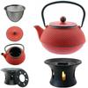 Kettle 0.8L Cast Iron Teapot Infuser Tea Strainer Set + Warmer