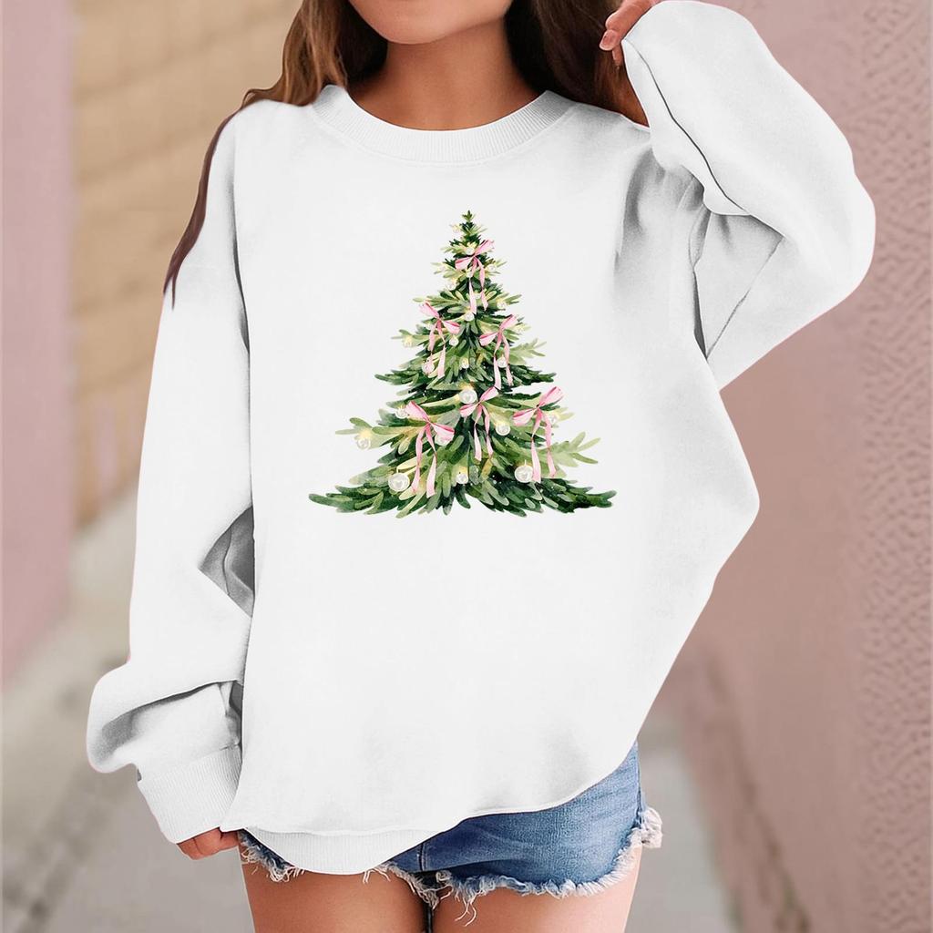 Children's Fashionable Casual Long-sleeved Loose Christmas Print Pullover Sweatshirt