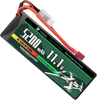 LiPo аккумулятор 3S 11.1V 5200mAh 100C с разъемом T-Plug – Высокая мощность для RC моделей – Жесткий корпус, силиконовый провод