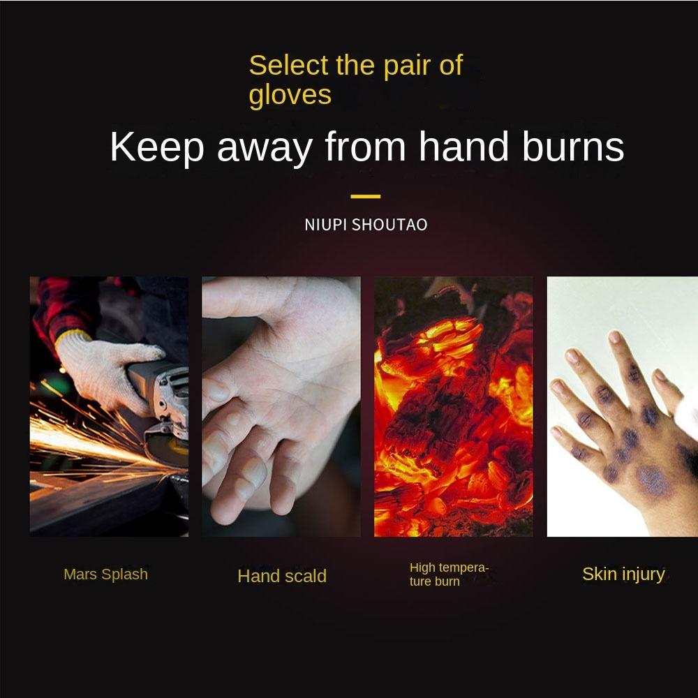 1Pair Breathable Welding Gloves Cowhide Welder Gloves Durable Work Safety Glove Heavy Duty Work