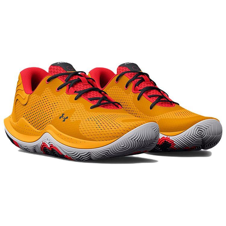 Under Armour Spawn 4 Round Toe Lace-Up Shock Absorbing Non-Slip Wear-Resistant Low-Top Basketball Shoes Men Sneaker Yellow Orange 3024971-800
