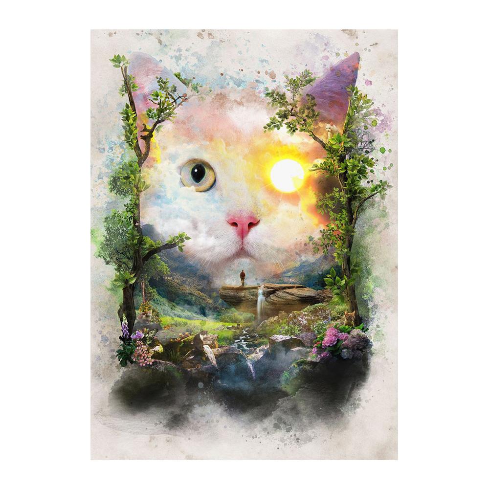 Царство кошек Птица Волк Картина на холсте День или ночь Пейзаж и постеры с животными Печать Настенные художественные фотографии Идеальное украшение для гостиной Домашнее украшение Куадрос